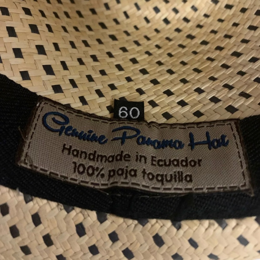 Genuine Panama Straw Hat Handmade In Ecuador Sz 60 - Picture 7 of 9